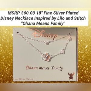 Disney Necklace 2 Strand Inspired by Lilo & Stitch Fine Silver Plated NWT 18”
